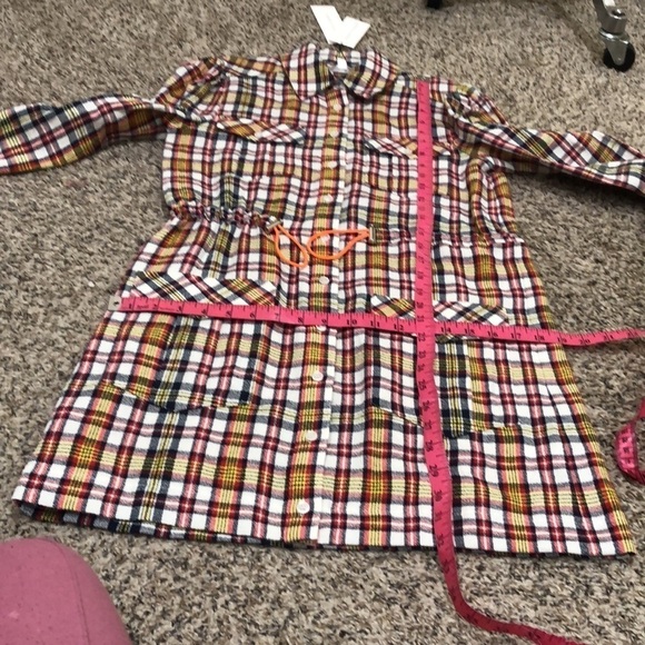 NWT Veronica Beard Corrine Shirt Dress Shirtdress Size 0 Red Multicolored Plaid - Picture 12 of 13